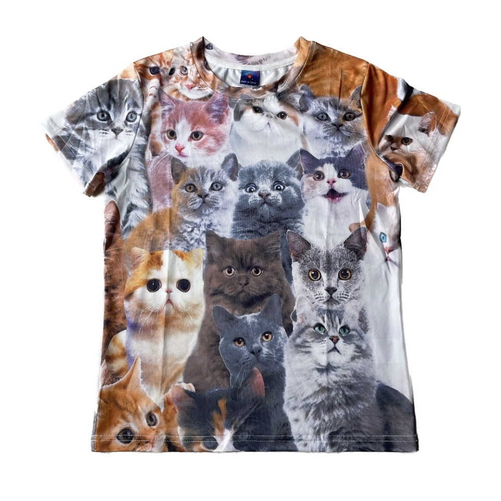 Y2k Crazy Cat Lady All Over Print Tee Shirt Graphic